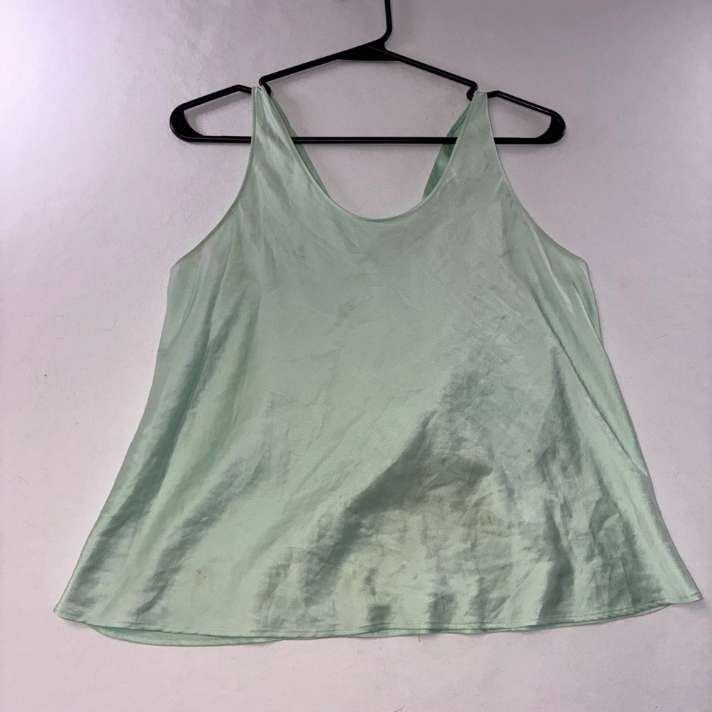 596 Coquette Victoria's Secret Satin Cami Top M Mint Green Bow Back